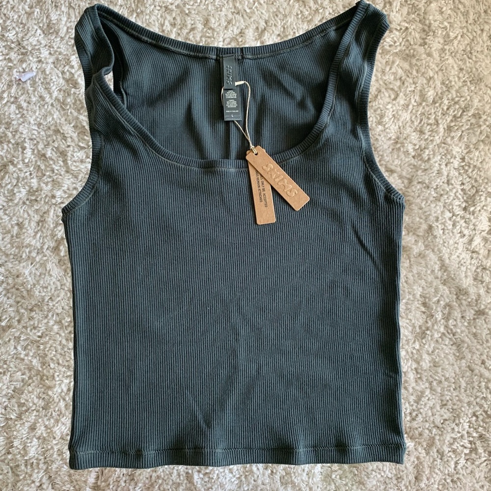 SKIMS Cotton Rib Tank in color Deep Sea Brand New